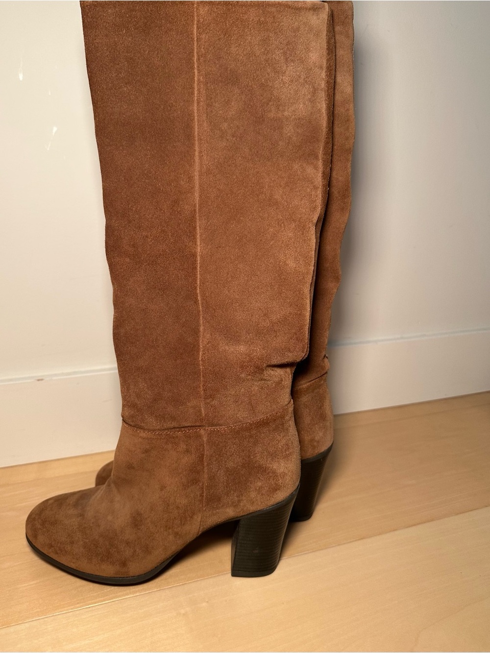 Brown Knee High Block Heel Boots